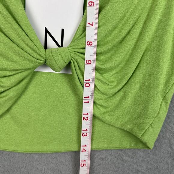 Naked Wardrobe Crop Top  Lime Green Knot Front Nordstrom Size XL NWT Edgy Style - Picture 5 of 8